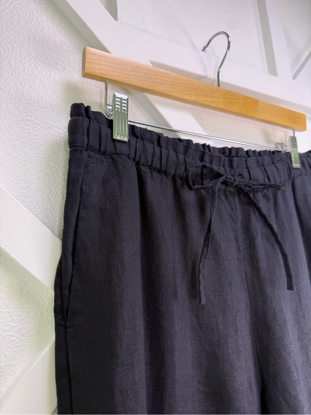 J. Crew Soleil Wide Leg 100% Linen Pants Black Size Medium - Picture 5 of 13